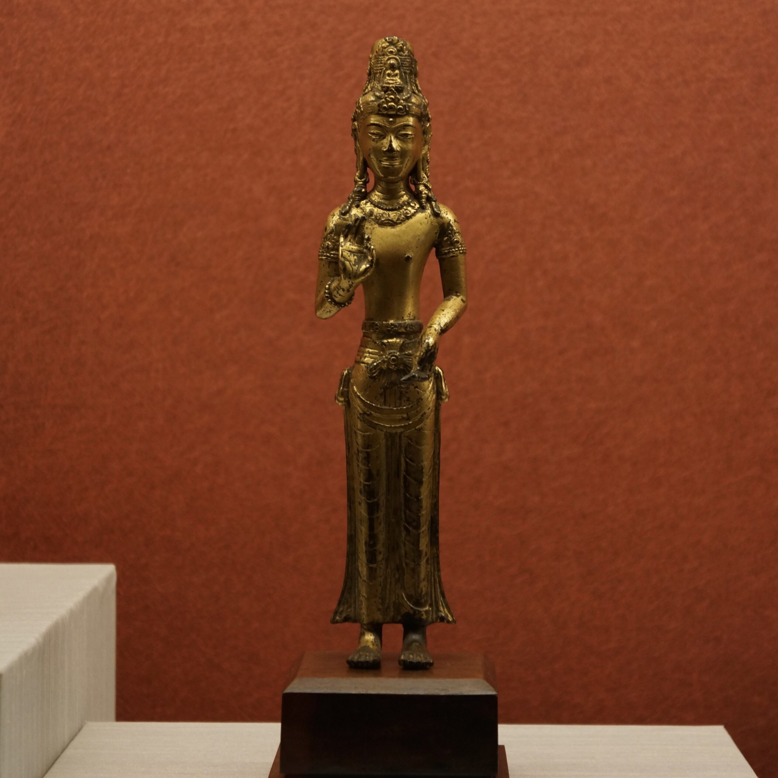 CL026 時代物 古銅鍍金觀音菩薩立像 高12cm 重189g・銅鍍金觀音立像・銅